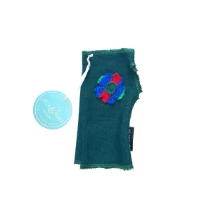 Fingerless Mittens Short, Green Merino Wool | 094