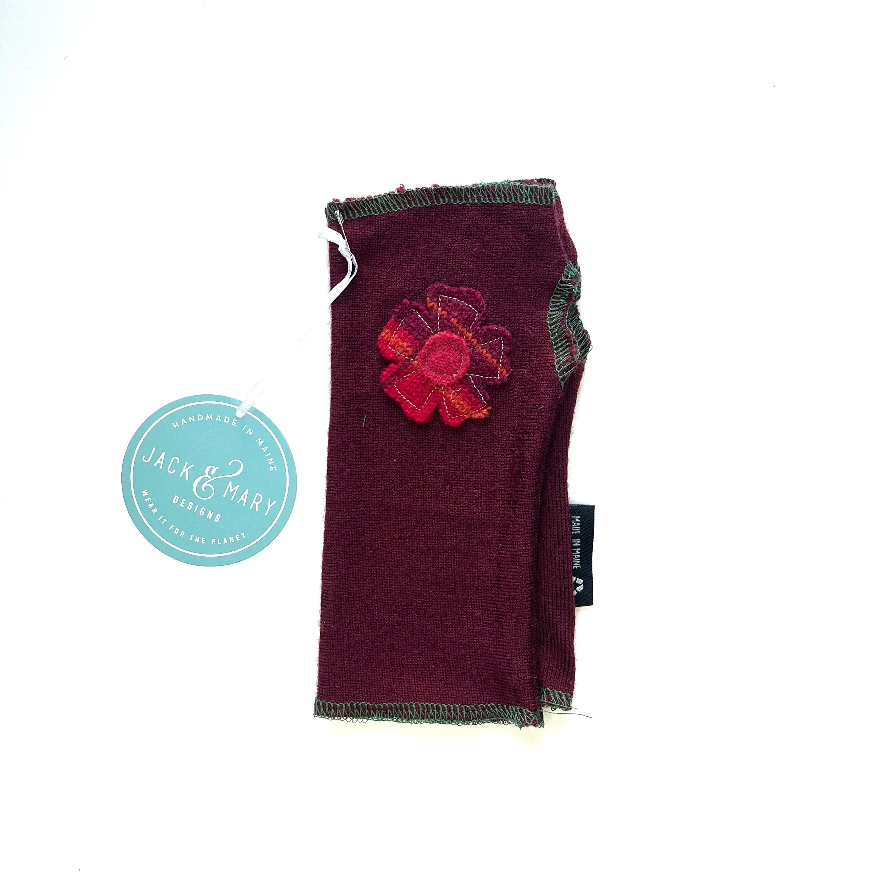 Fingerless Mittens Short, Maroon Merino Wool | 027