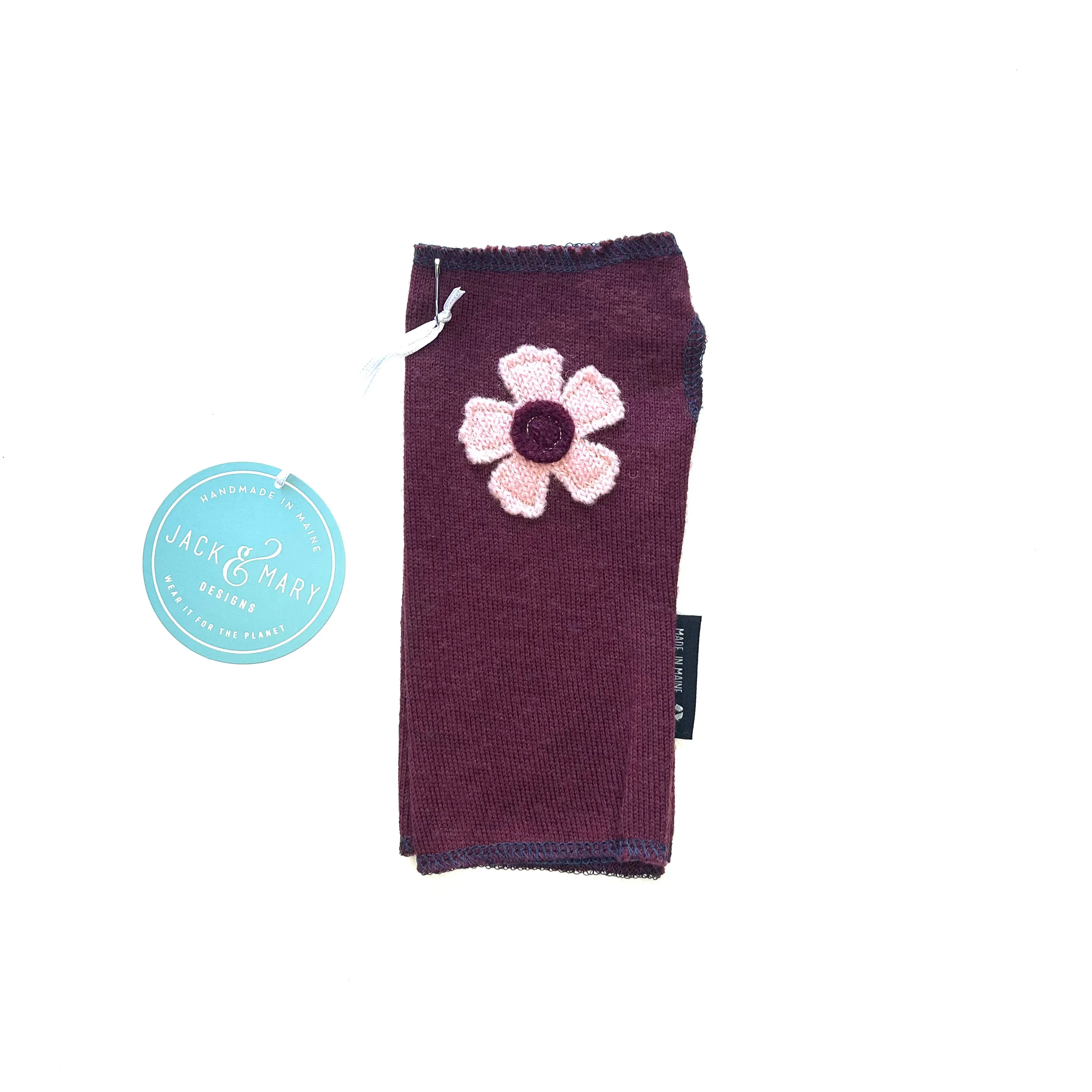 Fingerless Mittens Short, Maroon Merino Wool | 095