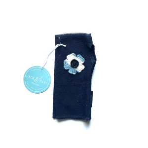 Fingerless Mittens Short, Navy Blue Merino Wool | 086