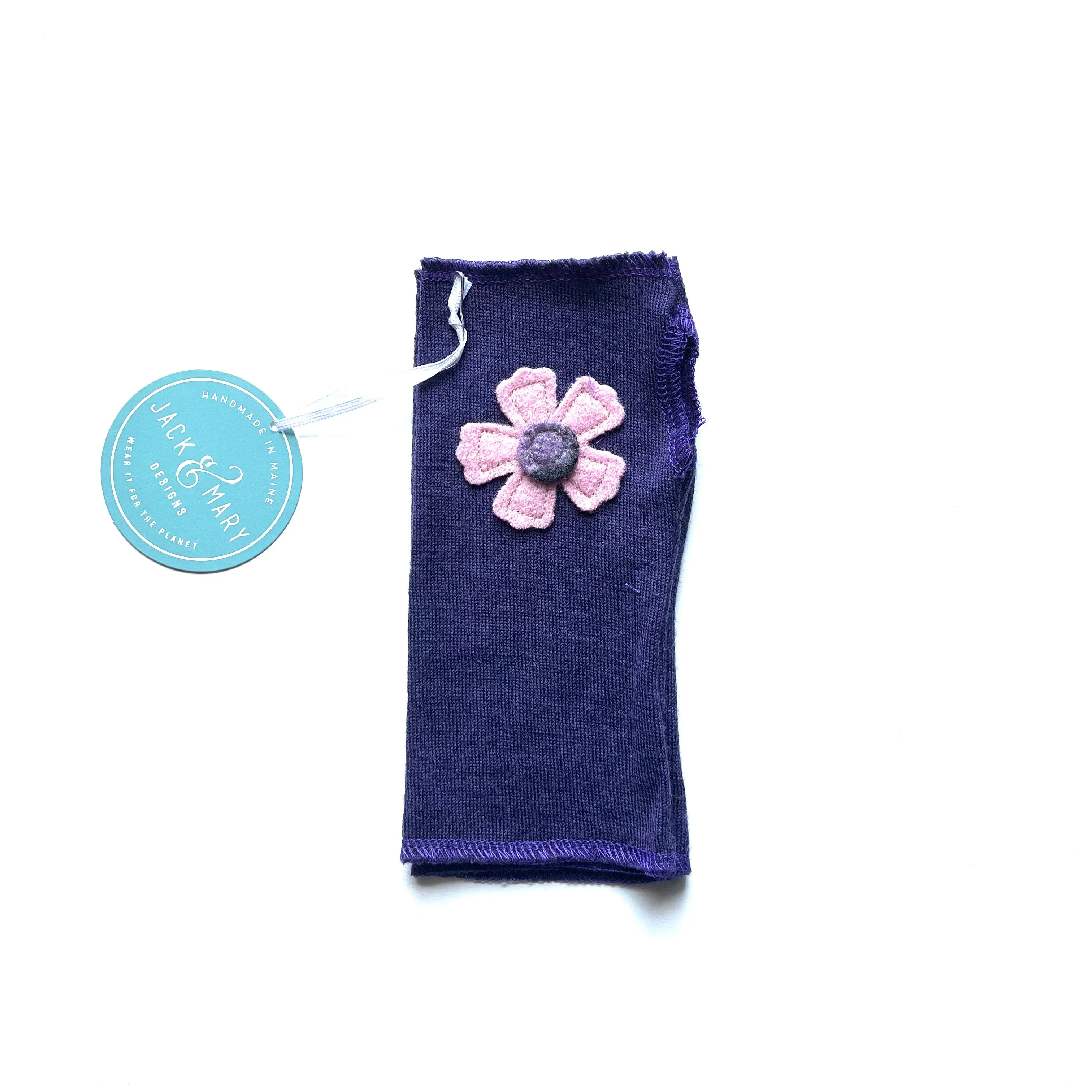 Fingerless Mittens Short, Purple Merino Wool | 081