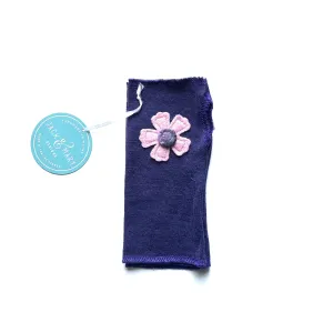 Fingerless Mittens Short, Purple Merino Wool | 081