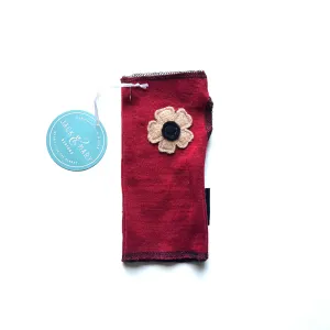 Fingerless Mittens Short, Red Merino Wool | 071
