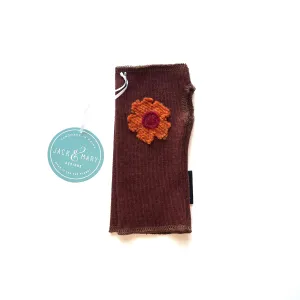 Fingerless Mittens Short, Red/Orange Merino Wool | 011