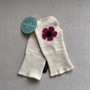 Fingerless Mittens Short, White/Grey Merino Wool | 139