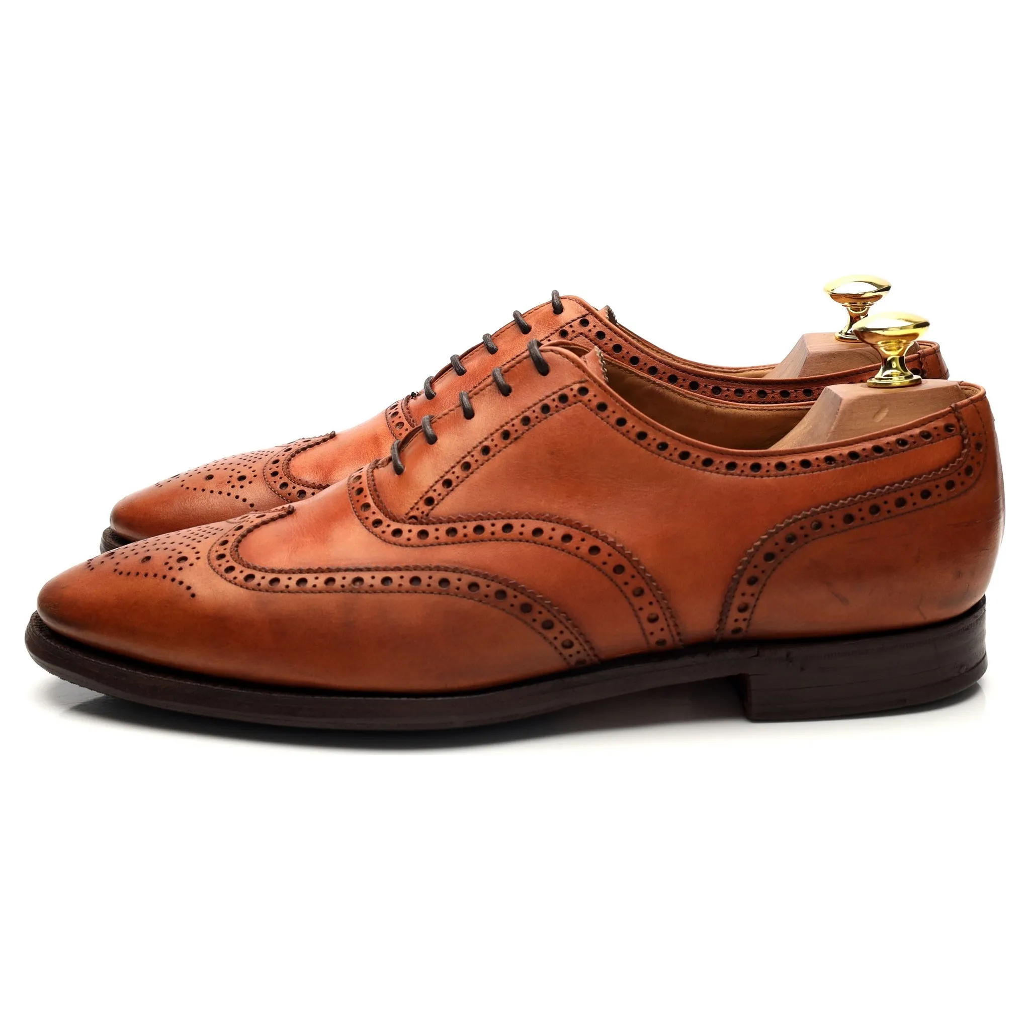 'Finsbury' Tan Brown Leather Oxford Brogue UK 8 F
