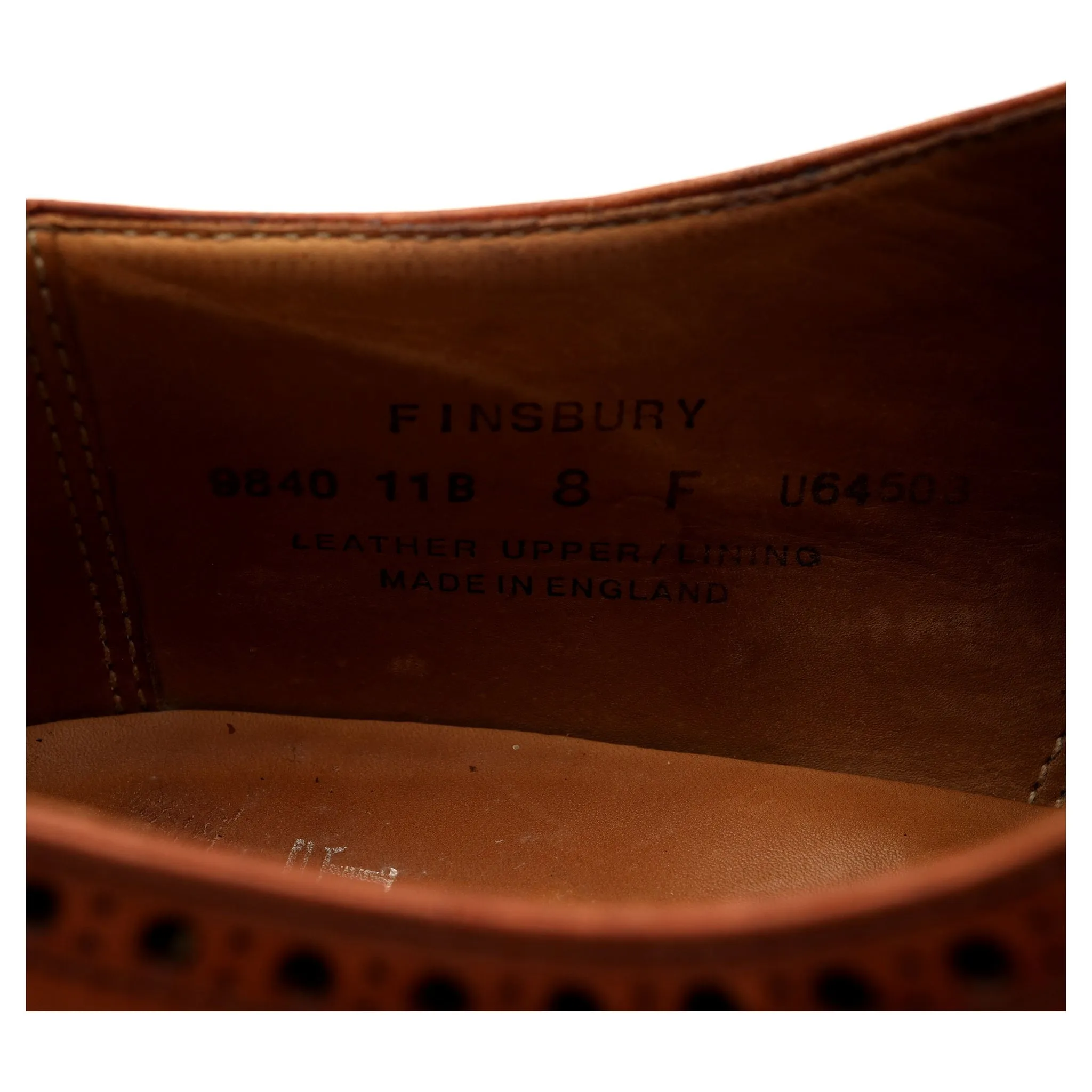 'Finsbury' Tan Brown Leather Oxford Brogue UK 8 F
