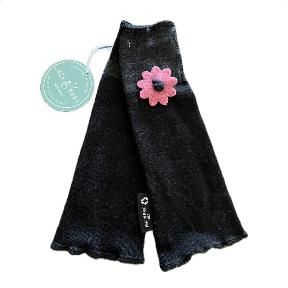 Fit & Flare Fingerless - Black with Hot Pink Flower - 43