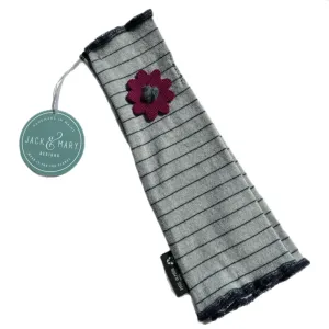 Fit & Flare Fingerless - Striped with Magenta Flower - 27