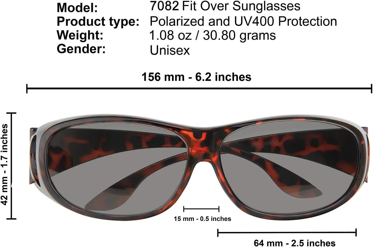 Fit Over Sunglasses Polarized Lens Wear Over Prescription Eyeglasses 100% UV Protection for Men and Women