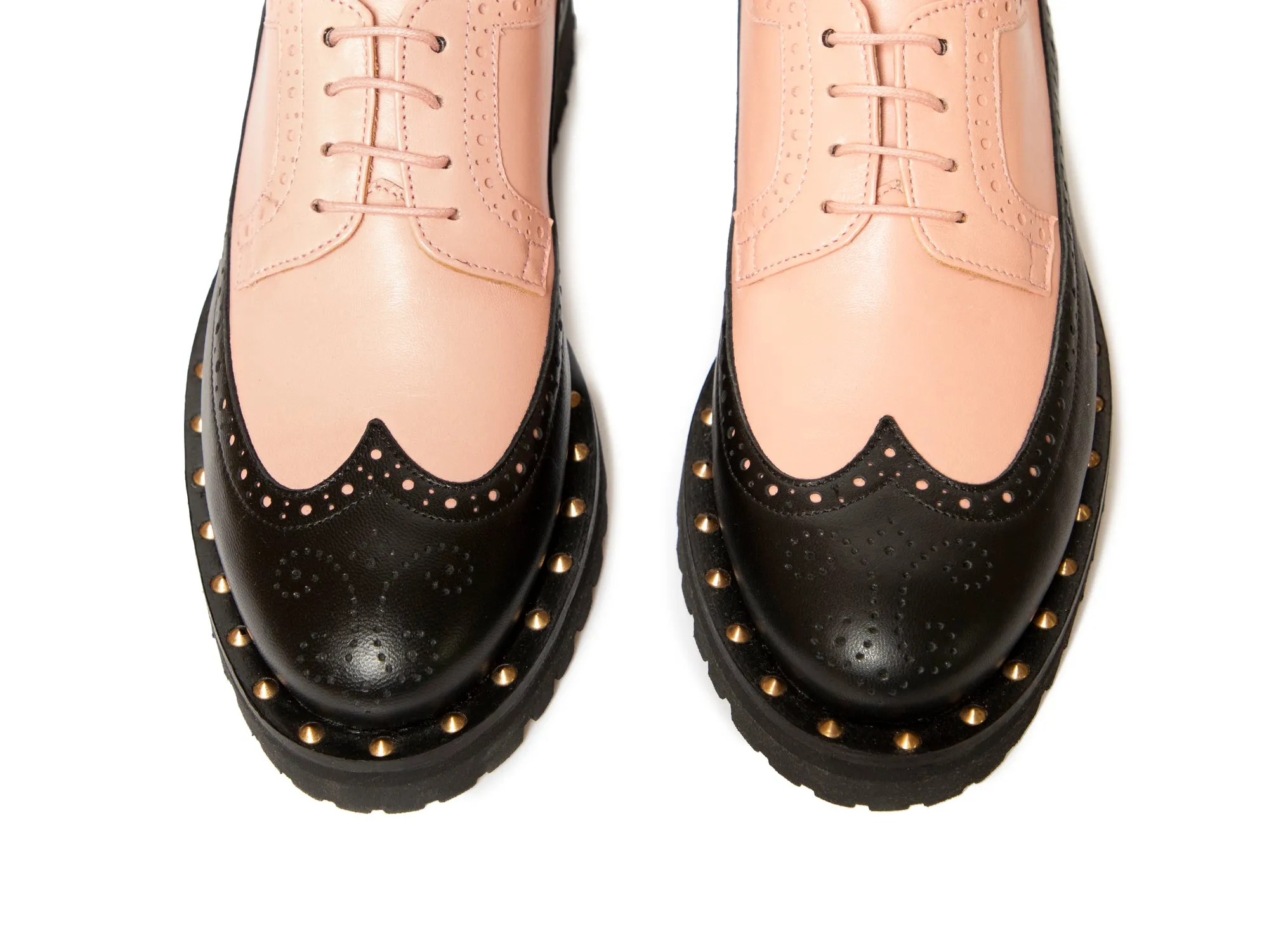 FLAVIA - Pink and Black Long Wing Derby Shoe