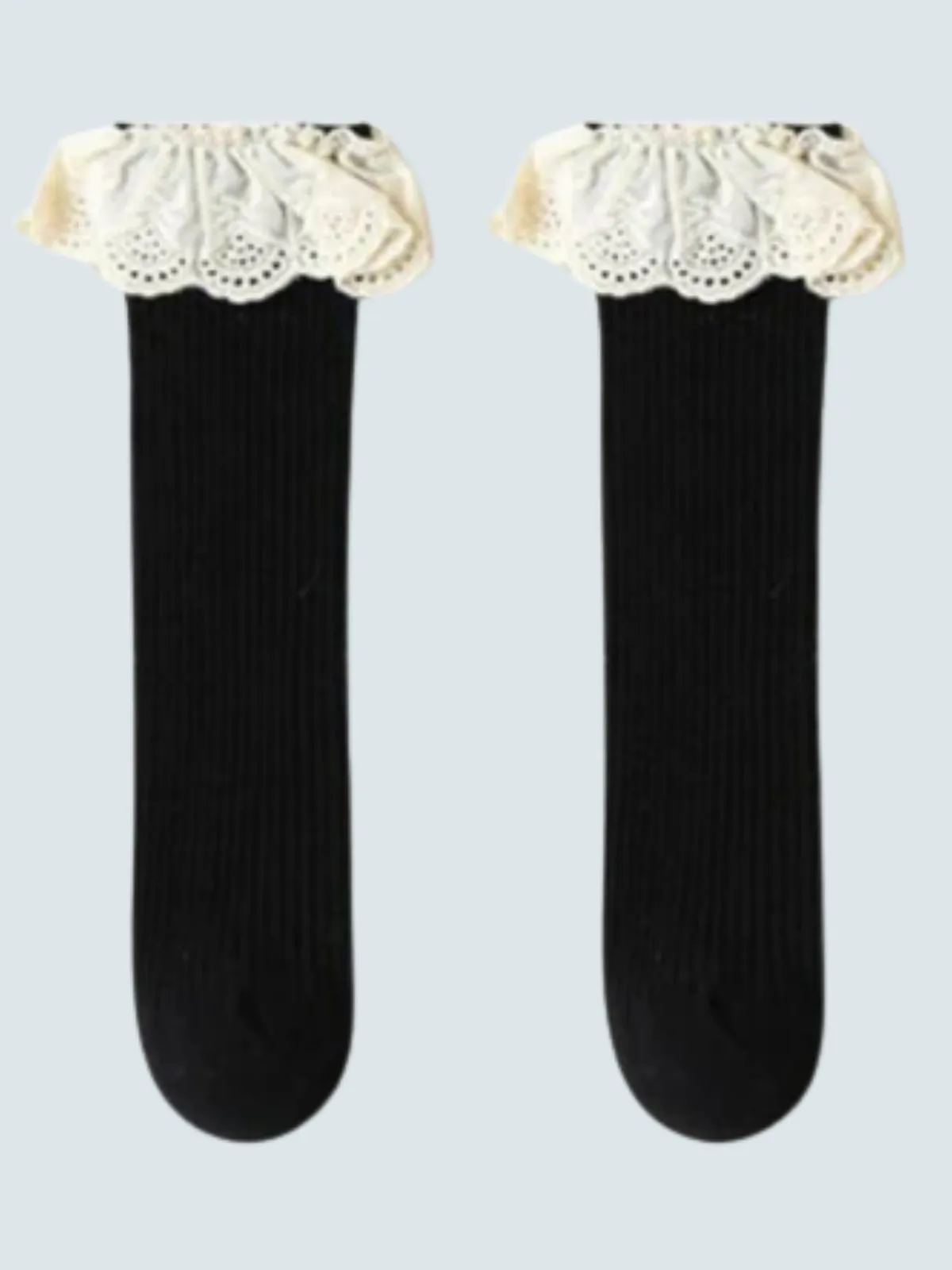 Girls Need Black Socks with Lace Trim Socks