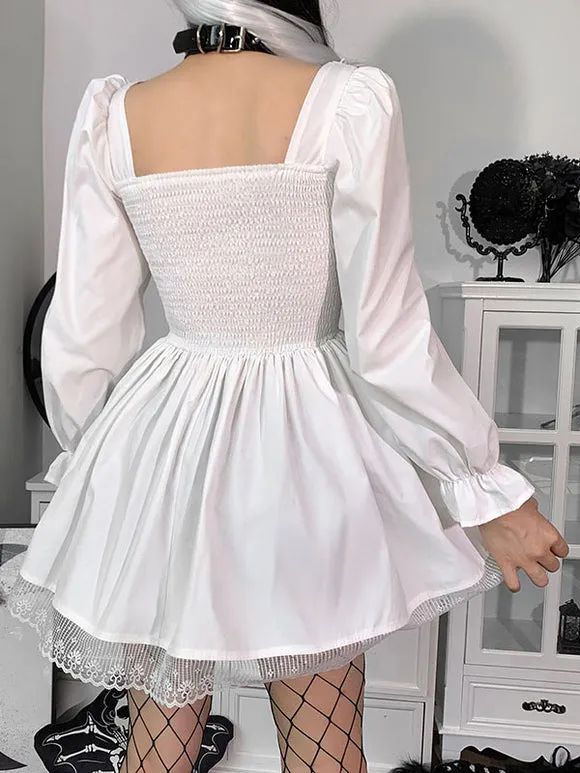 Gothic Lolita Dresses Lace Up Lace White