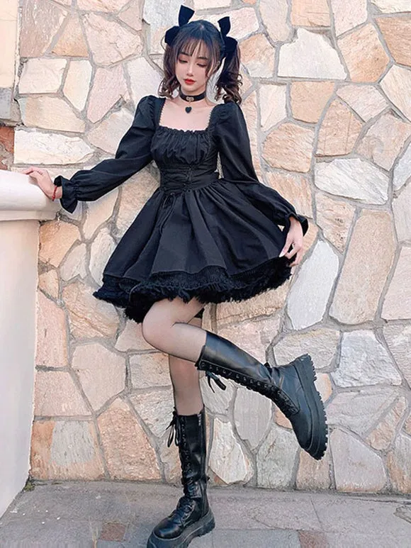 Gothic Lolita Dresses Lace Up Lace White