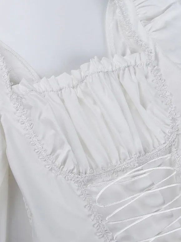 Gothic Lolita Dresses Lace Up Lace White