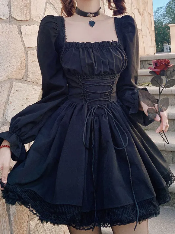 Gothic Lolita Dresses Lace Up Lace White