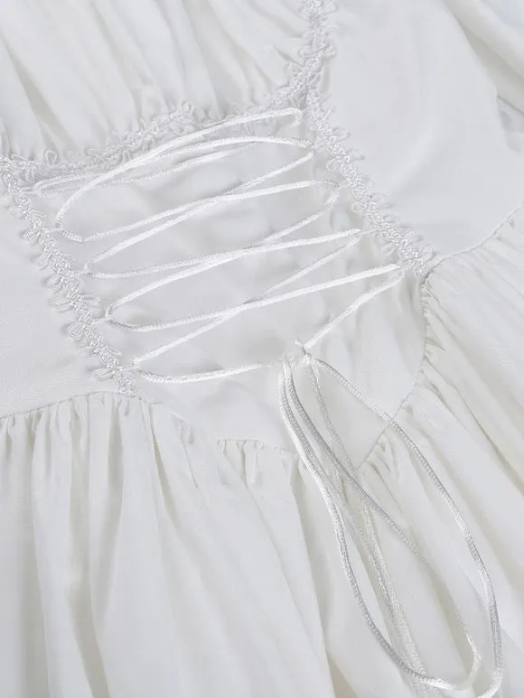 Gothic Lolita Dresses Lace Up Lace White
