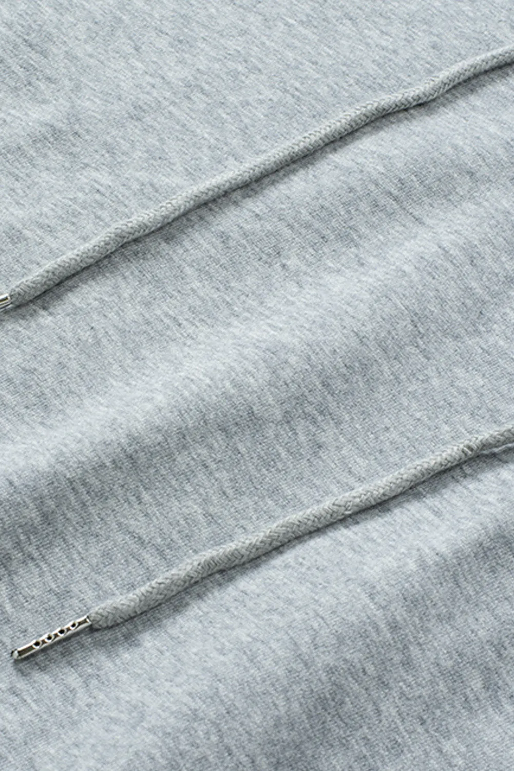 Grey Casual Solid Color Lace-up Hoodie