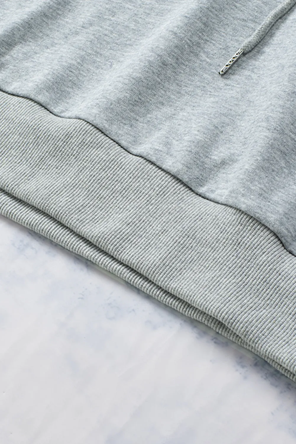 Grey Casual Solid Color Lace-up Hoodie