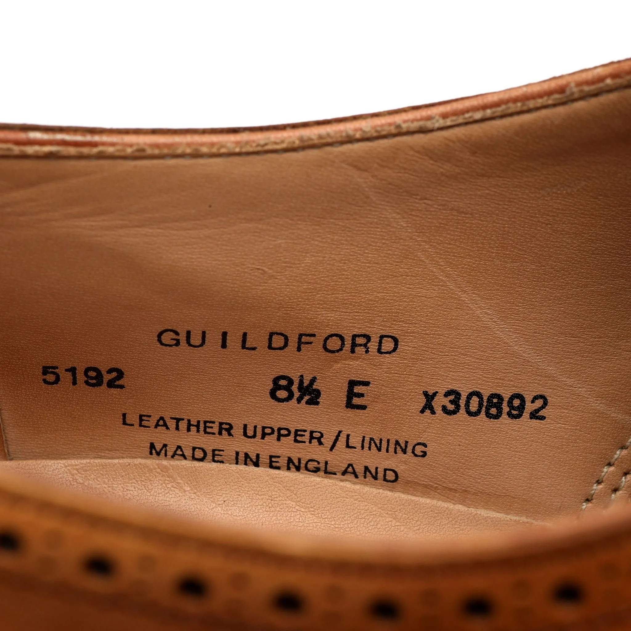 'Guildford' Tan Brown Leather Oxford Brogues UK 8.5 E