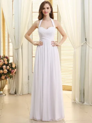 Halter Neck Lace-Up Beach Wedding Dress