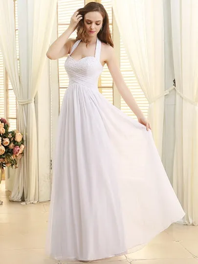 Halter Neck Lace-Up Beach Wedding Dress