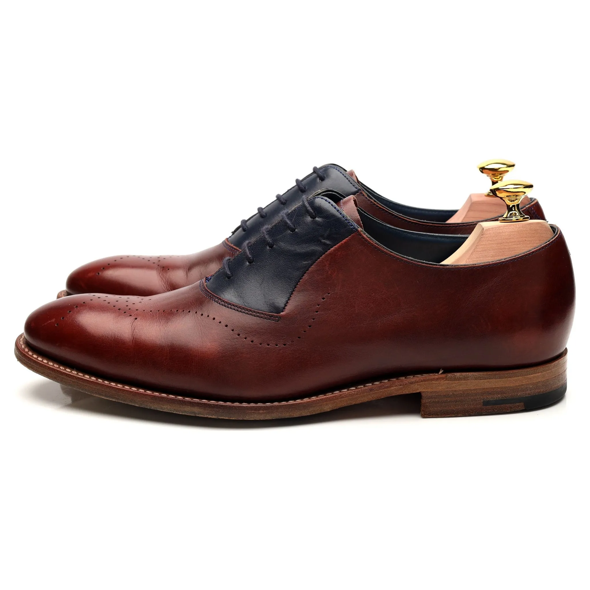 'Harry' Burgundy / Navy Blue Leather Oxford UK 7.5 F