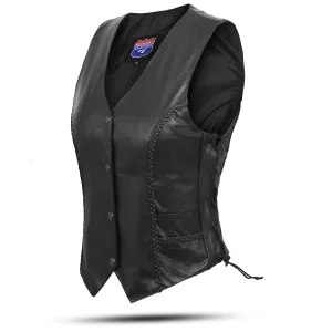 HL14508SPT Women Braid and lace up side Vest The Classic