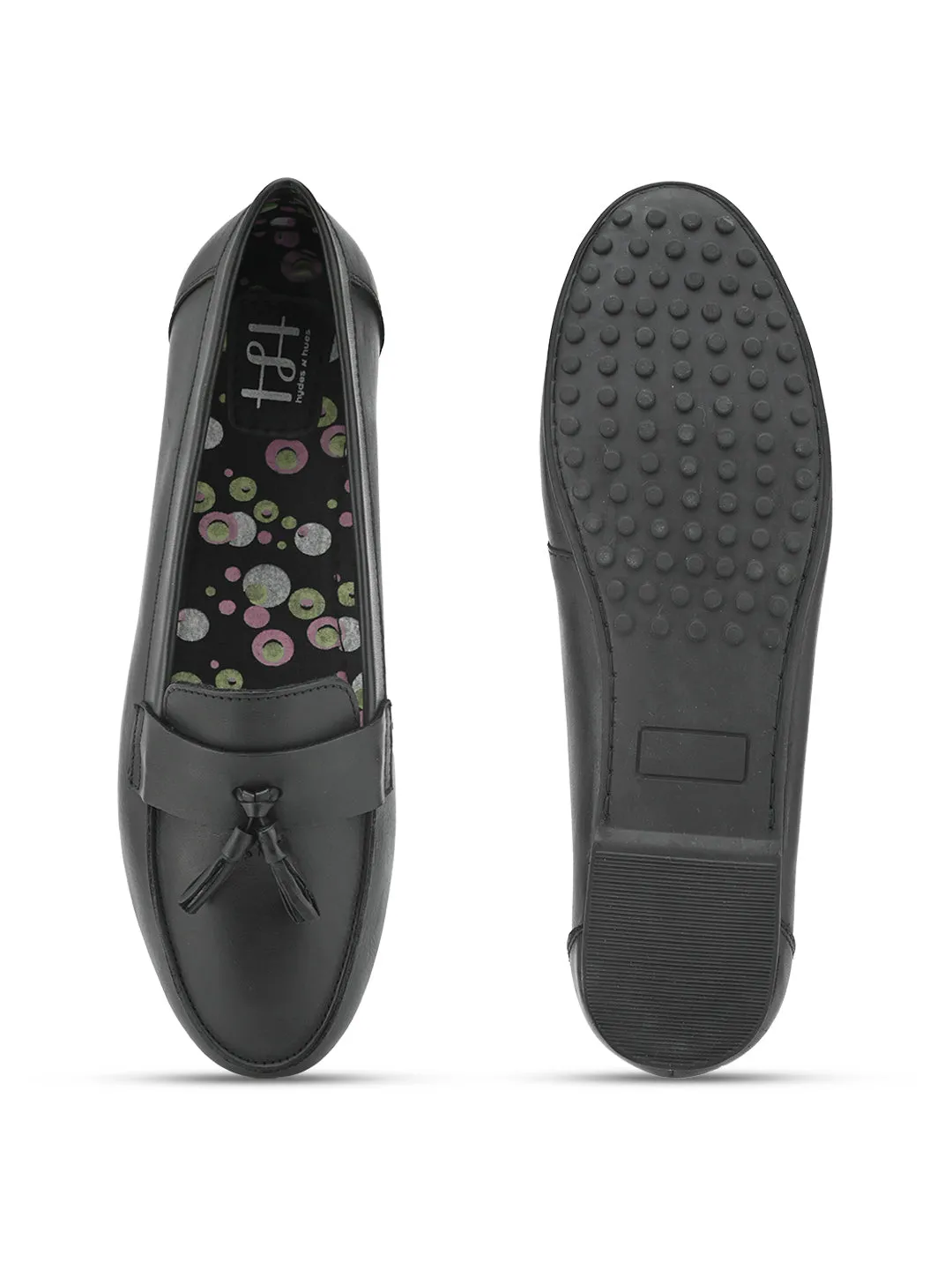 Hydes N Hues Black Moccasins For Women
