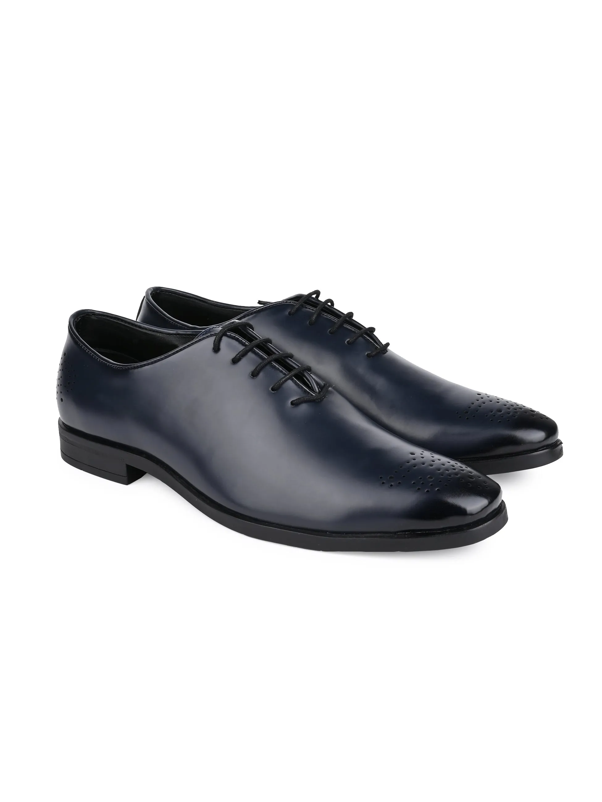 Hydes N Hues Men Blue Lazer Brogue Shoes