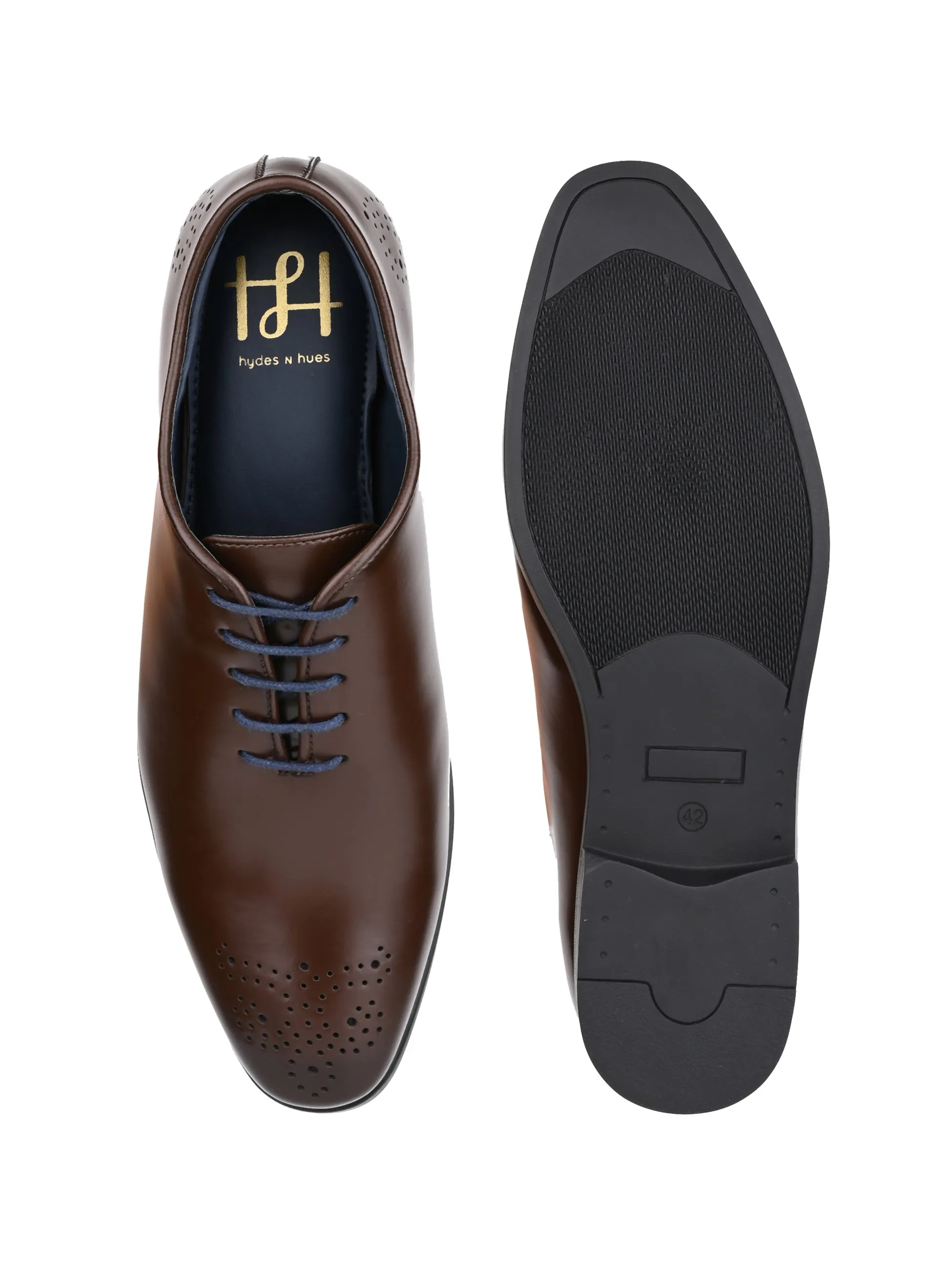 Hydes N Hues Men Brown Lazer Brogue Shoes