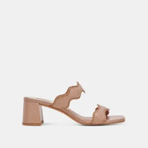 ILVA MID HEELS TOFFEE EMBOSSED LEATHER