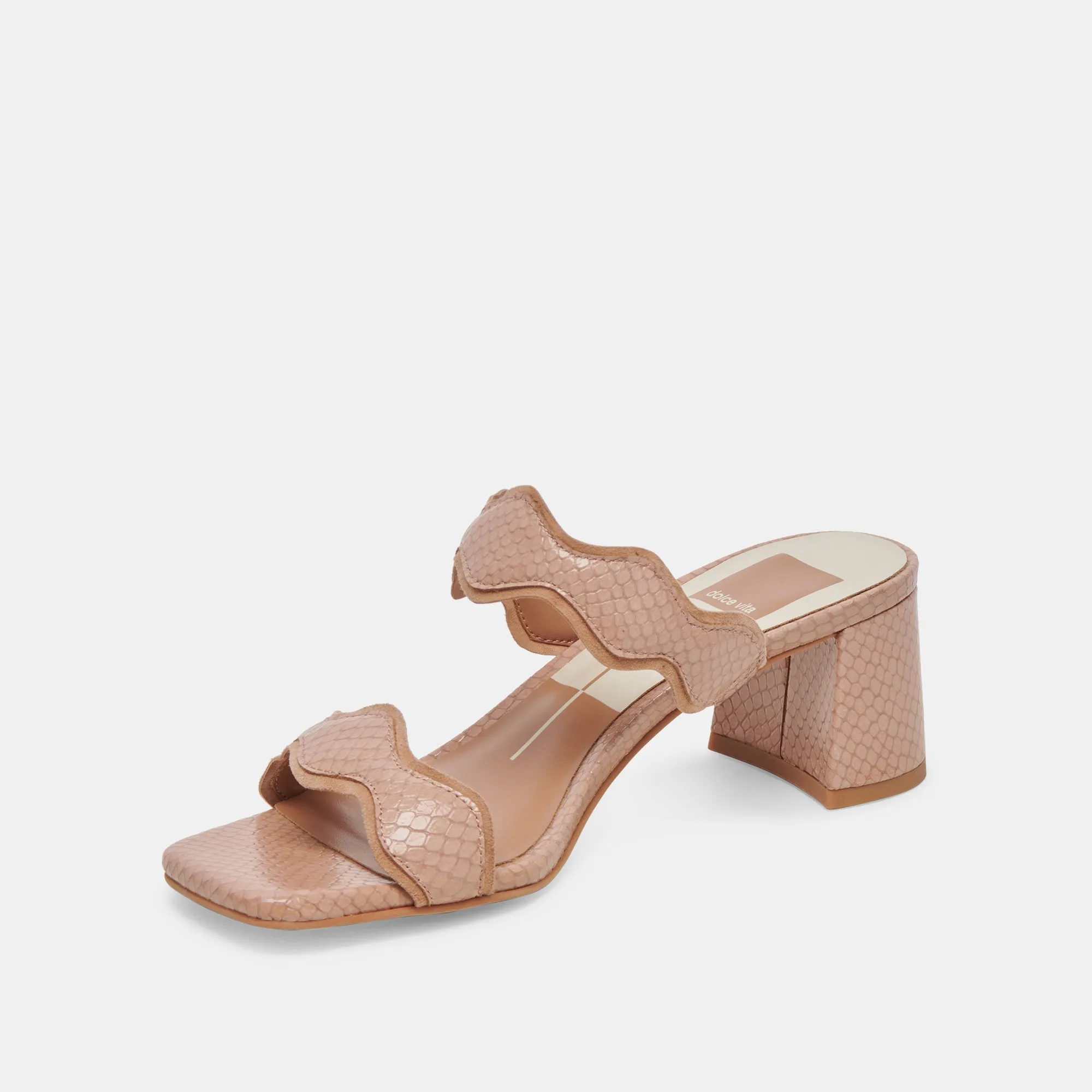 ILVA MID HEELS TOFFEE EMBOSSED LEATHER