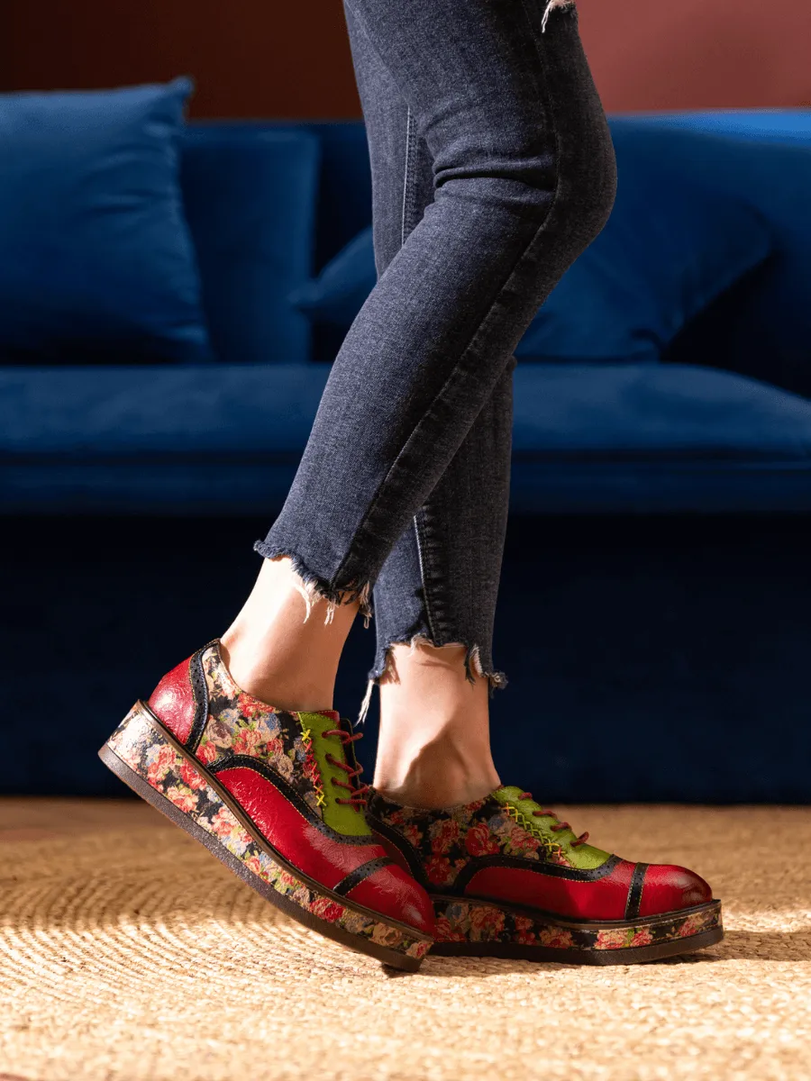 Janie Floral Embossed Leather Platform Oxford