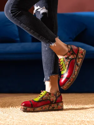Janie Floral Embossed Leather Platform Oxford