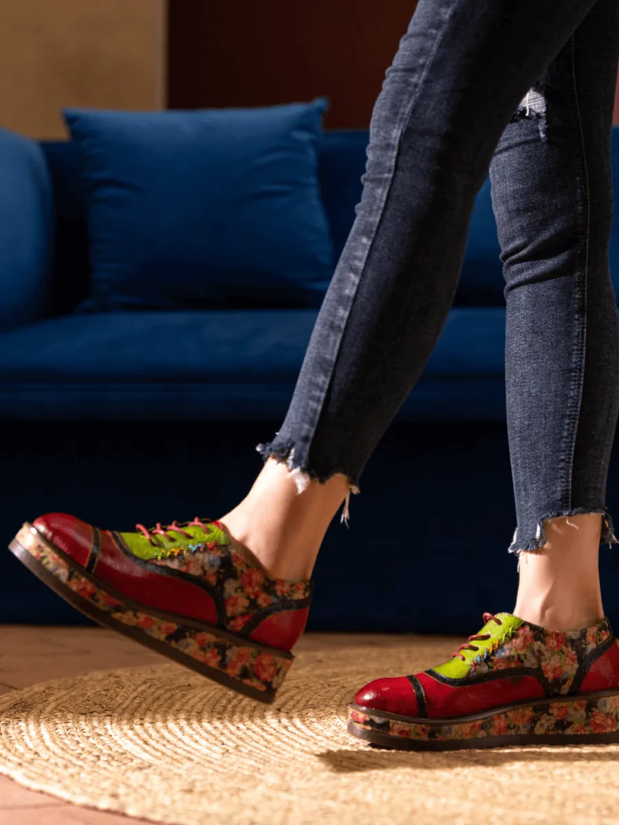 Janie Floral Embossed Leather Platform Oxford