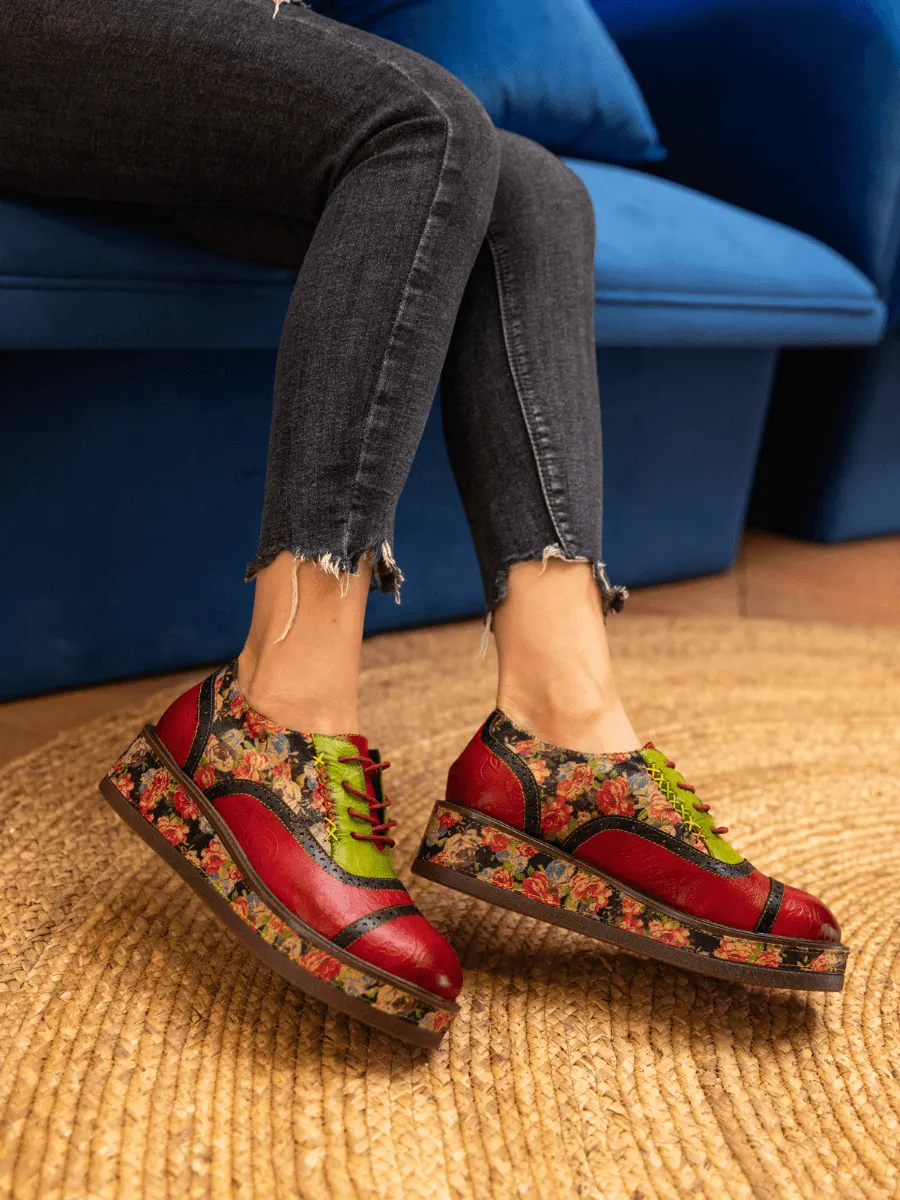 Janie Floral Embossed Leather Platform Oxford