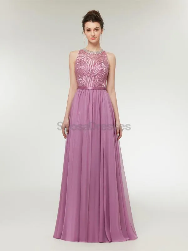 Jewel Purple Beaded Cheap Long Evening Prom Dresses, Evening Party Prom Dresses, 12001