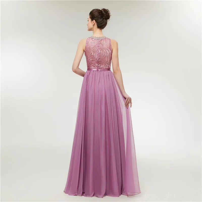 Jewel Purple Beaded Cheap Long Evening Prom Dresses, Evening Party Prom Dresses, 12001