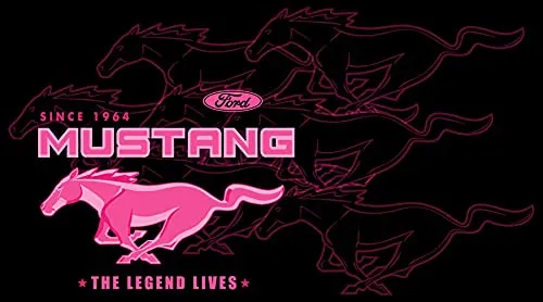 JH Design Women's Ford Mustang Collage T-Shirt a Short Sleeve Crew Neck Shirt (3X, CLG4-black/pink)