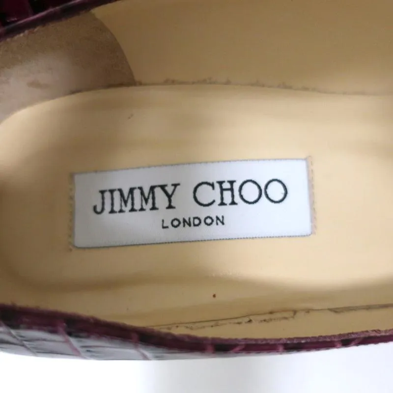 Jimmy Choo Gilbert Pumps Plum Crocodile-Embossed Leather Size 38