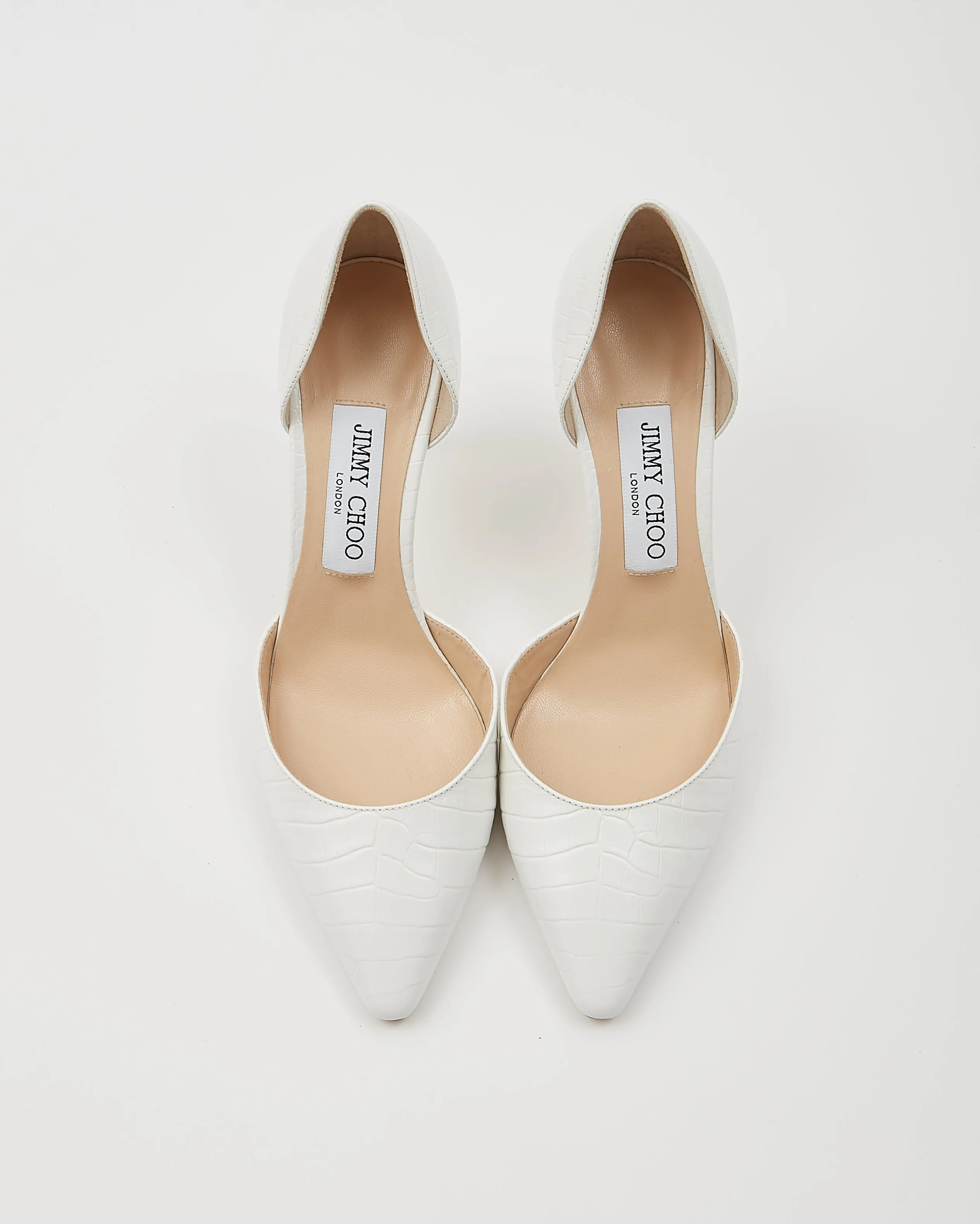 Jimmy Choo White Croc Embossed Point Toe heels - 37.5