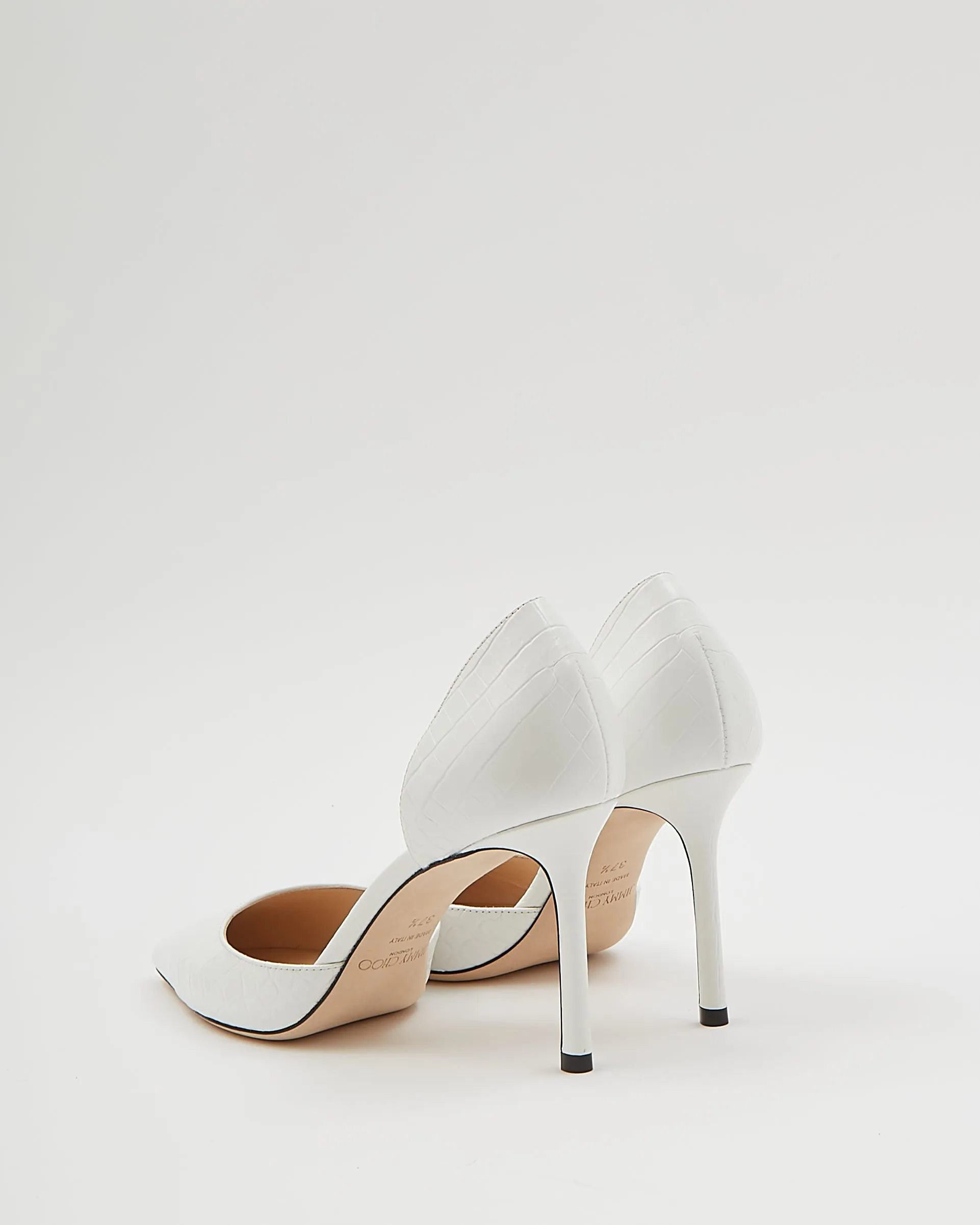 Jimmy Choo White Croc Embossed Point Toe heels - 37.5
