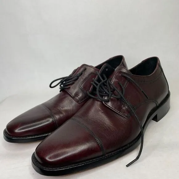 J.Murphy By Johnston &amp; Murphy Mens Cap Toe Oxford Leather Burgundy‎ Size 8.5 M