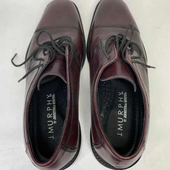 J.Murphy By Johnston &amp; Murphy Mens Cap Toe Oxford Leather Burgundy‎ Size 8.5 M