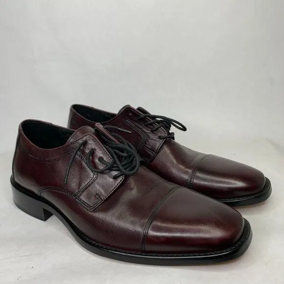 J.Murphy By Johnston &amp; Murphy Mens Cap Toe Oxford Leather Burgundy‎ Size 8.5 M