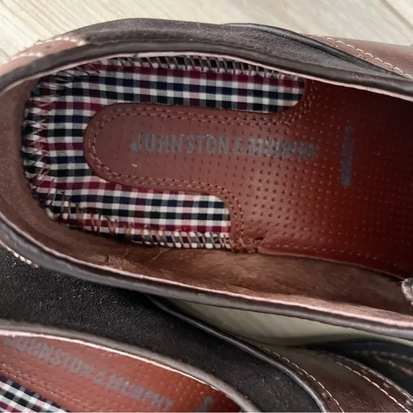 Johnston &amp; Murphy Saddle Oxford w/blue laces leather Size 10