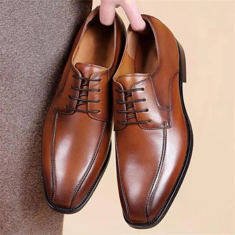 Lace-Up Business Casual Square Toe Shoes For Men
