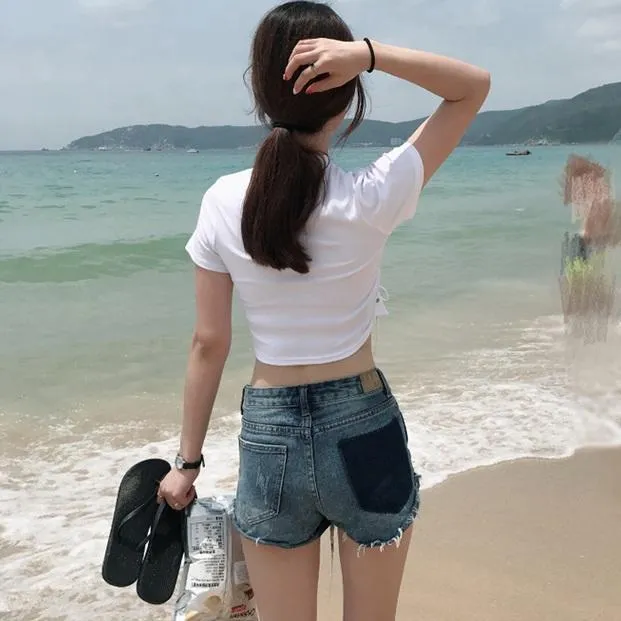 Lace-Up Crop T-Shirt