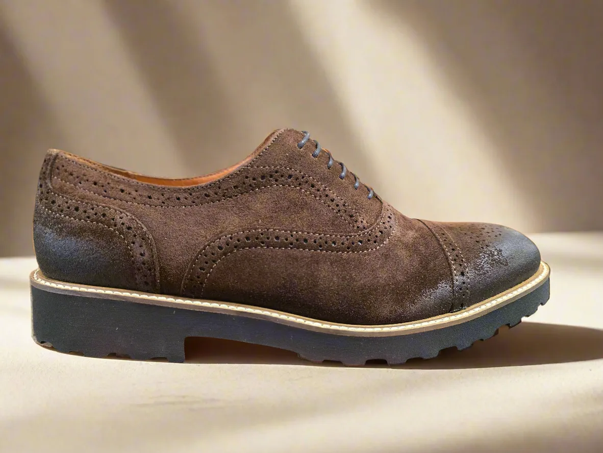 Lacuzzo Chocolate Chunky Suede Brogue